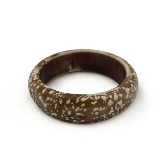 Speckled Brown & Cream Resin Bangle - Organic Boho Bracelet - Picture 1 of 4